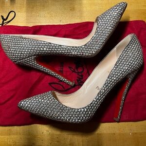 Vintage CHRISTIAN LOUBOUTIN Pigalle 120mm Kubrik Sequin Pointed Toe Heel-EU 40